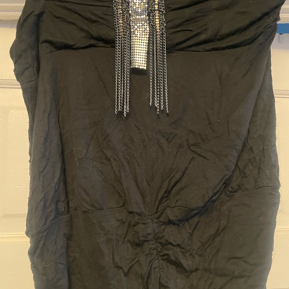 Elegant Black Tube Top with Silver Accents